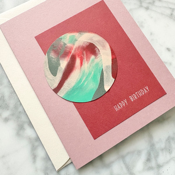 Hand Painted Pearl Foil Birthday Card - April 2026 No. 2