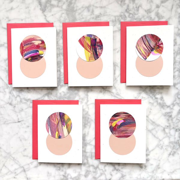 Hand Painted Abstract Greeting Card - Coral