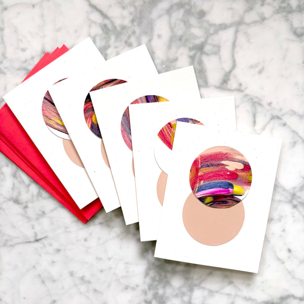 Hand Painted Abstract Greeting Card - Coral