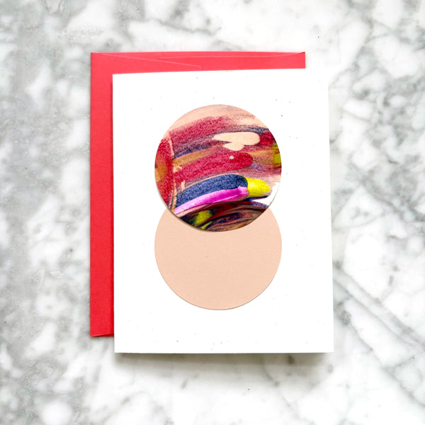 Hand Painted Abstract Greeting Card - Coral