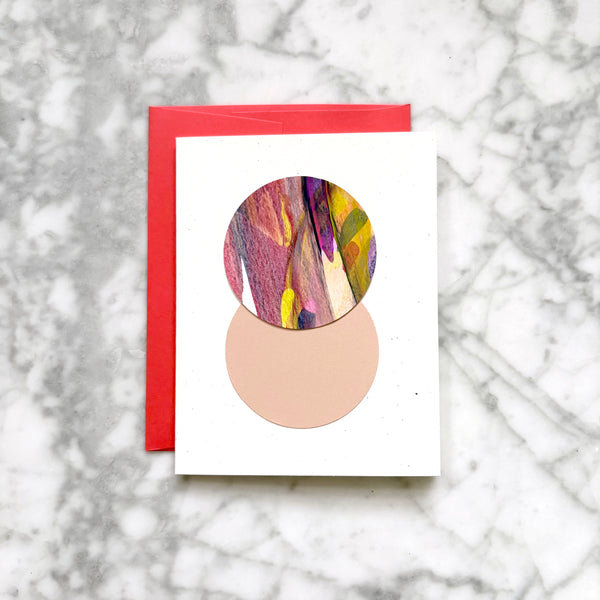 Hand Painted Abstract Greeting Card - Coral