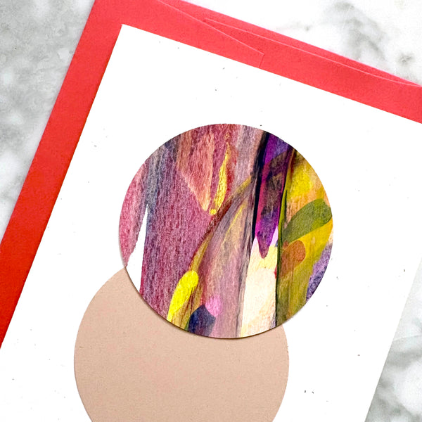 Hand Painted Abstract Greeting Card - Coral