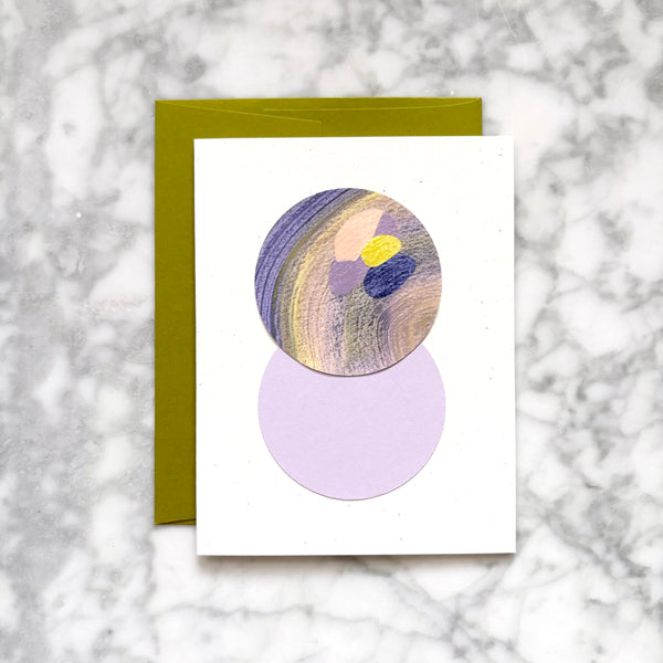 Hand Painted Abstract Greeting Card - Kiwi Green