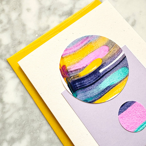 Hand Painted Abstract Greeting Card - Sun Yellow