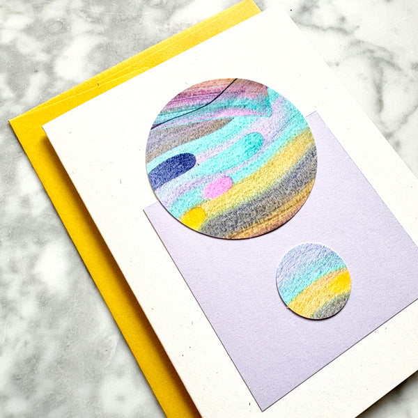 Hand Painted Abstract Greeting Card - Sun Yellow