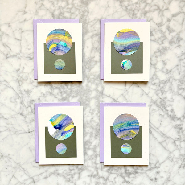 Hand Painted Abstract Greeting Card - Lavender