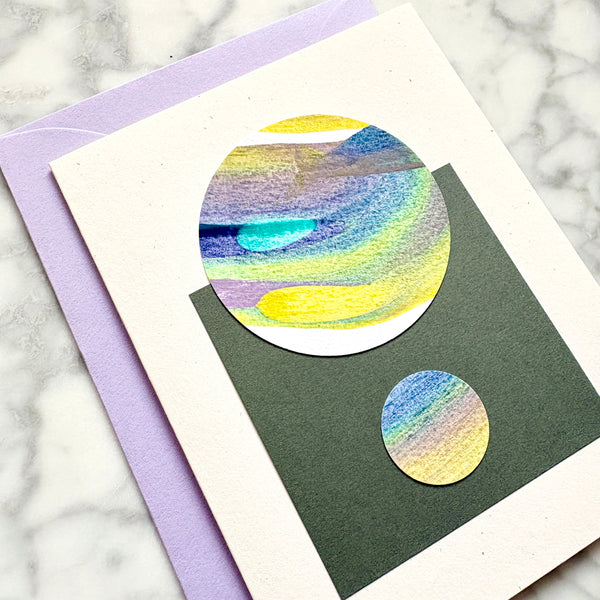 Hand Painted Abstract Greeting Card - Lavender