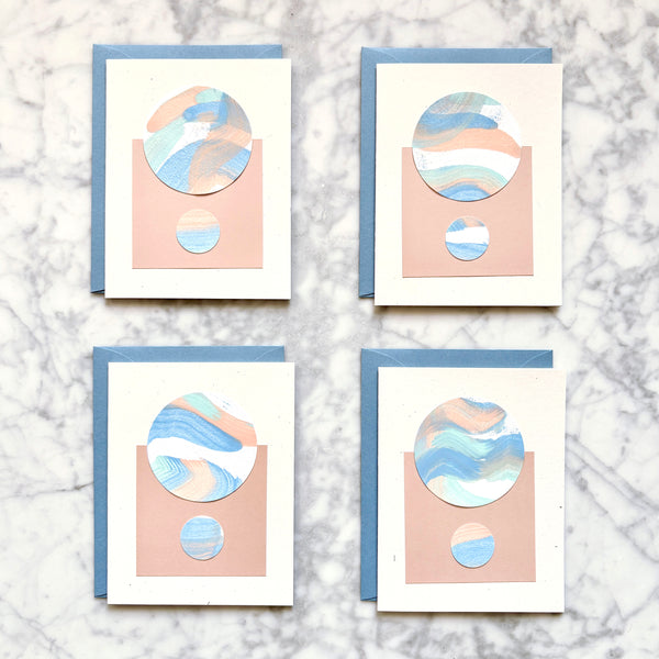 Hand Painted Abstract Greeting Card - Azure Blue