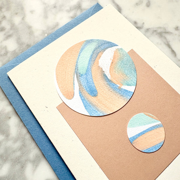 Hand Painted Abstract Greeting Card - Azure Blue