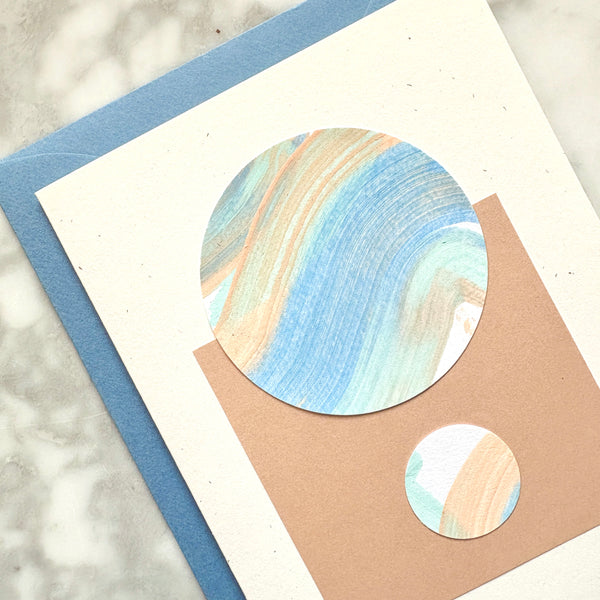 Hand Painted Abstract Greeting Card - Azure Blue