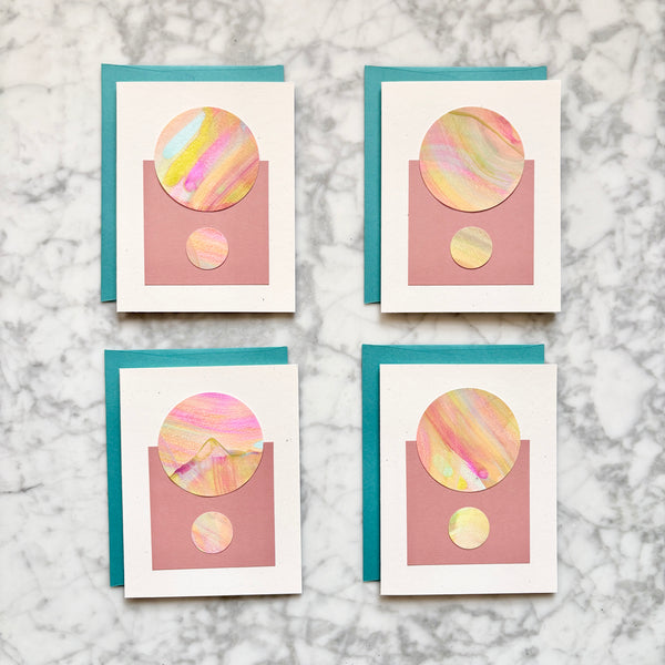 Hand Painted Abstract Greeting Card - Caribbean Blue