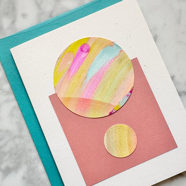 Hand Painted Abstract Greeting Card - Caribbean Blue