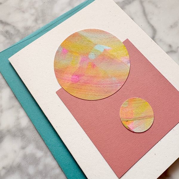 Hand Painted Abstract Greeting Card - Caribbean Blue