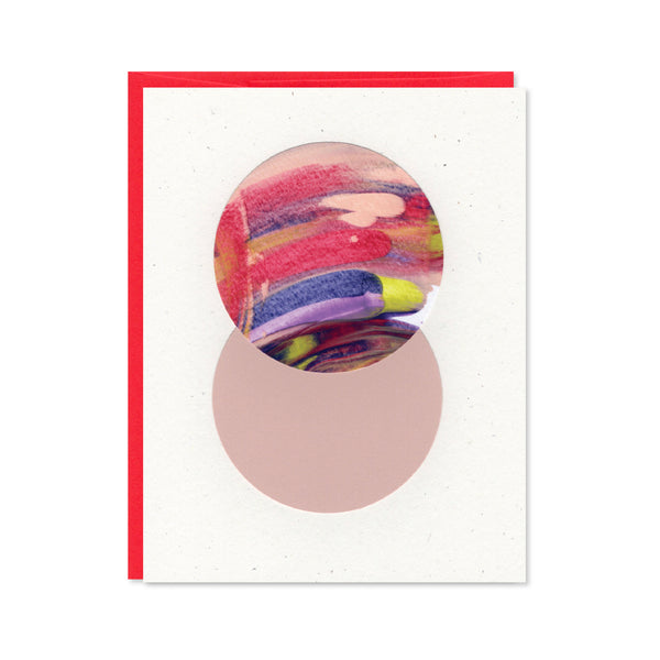 Hand Painted Abstract Greeting Card - Coral