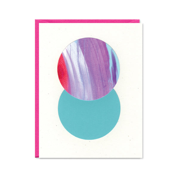Hand Painted Abstract Blank Greeting Card - Fuchsia