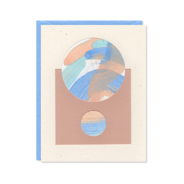 Hand Painted Abstract Greeting Card - Azure Blue