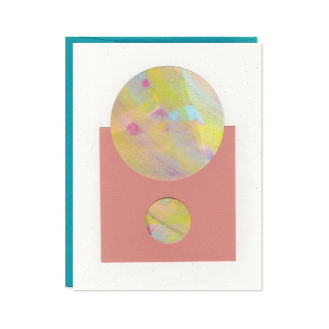 Hand Painted Abstract Greeting Card - Caribbean Blue