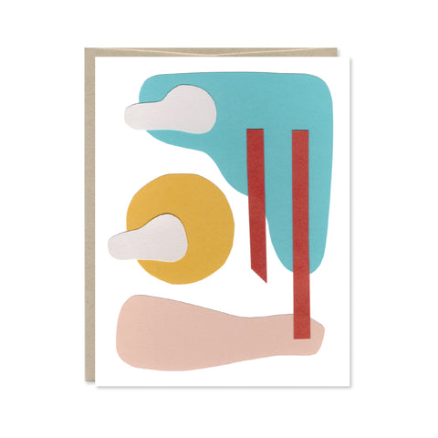 Abstract Desert Paper Cut Blank Greeting Card