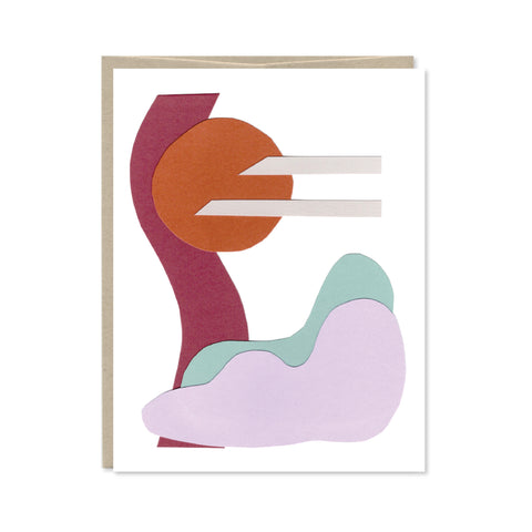 Abstract Mountain Paper Cut Blank Greeting Card