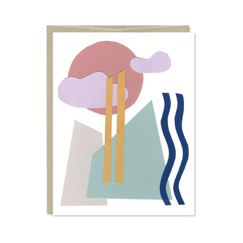 Abstract Waterfall Paper Cut Blank Greeting Card