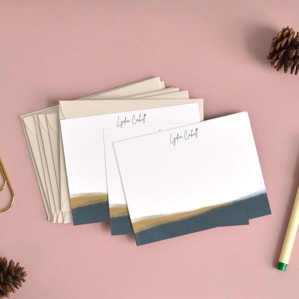 Deep Pine and Tan Modern Personalized Stationery