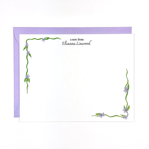 Dainty Purple Floral Personalized Stationery
