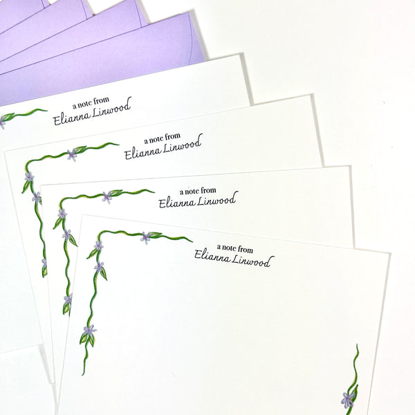Dainty Purple Floral Personalized Stationery