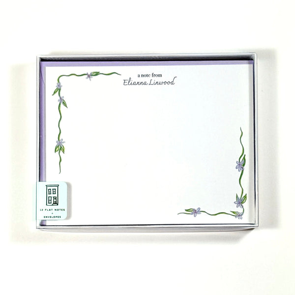 Dainty Purple Floral Personalized Stationery