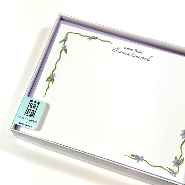 Dainty Purple Floral Personalized Stationery