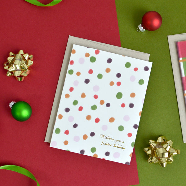 Wishing You A Festive Holiday Gold Foil Christmas Card