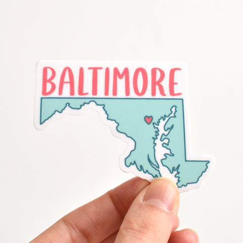 Baltimore Sticker - Aqua and Coral