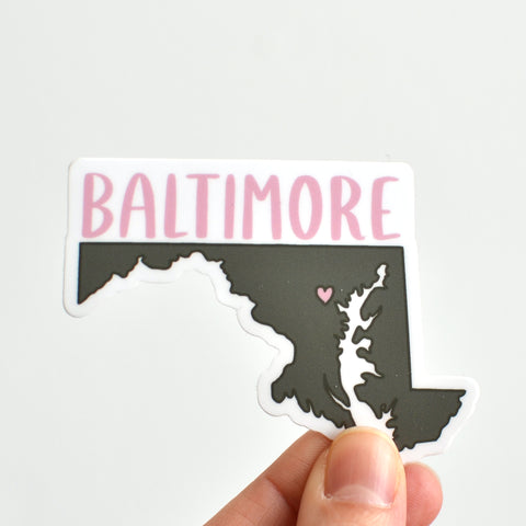 Baltimore Sticker - Olive Green and Rose