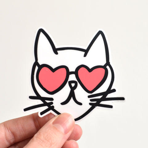 Cat Heart Glasses Sticker