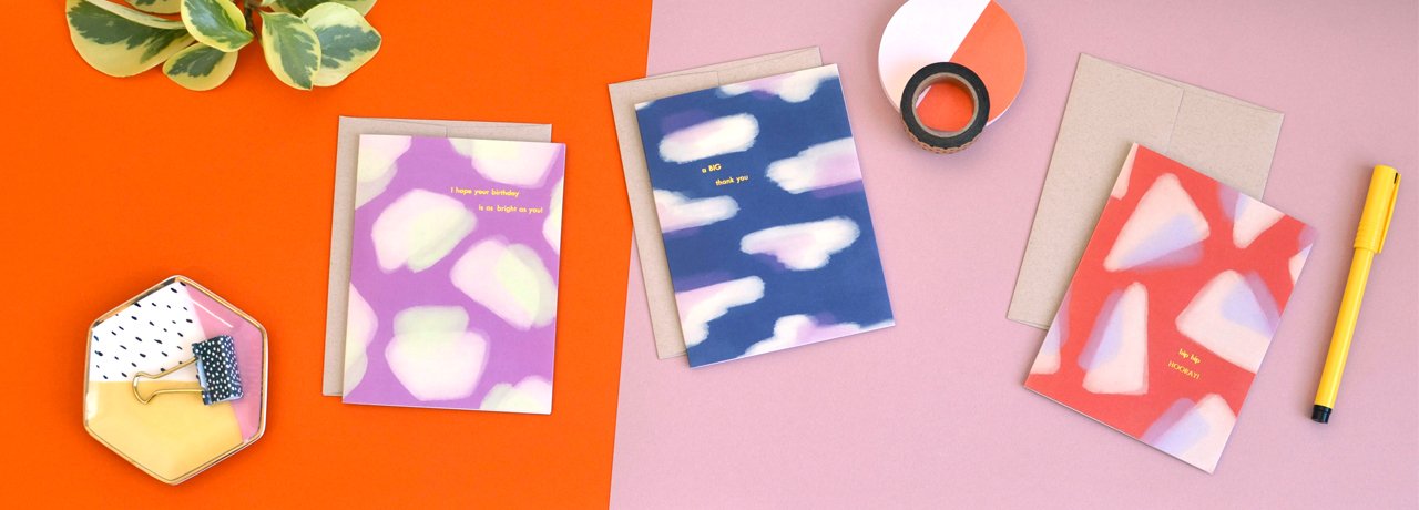 Gold Foil Printed Abstract Greeting Cards